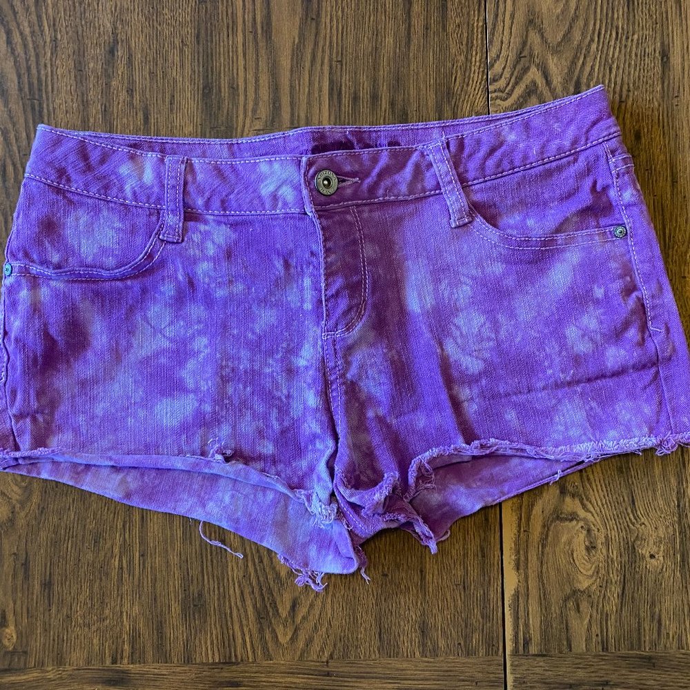 Purple Grey Tie Dye Shorts